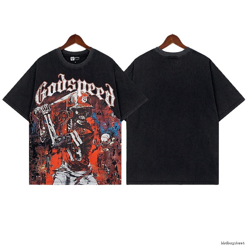 Godspeed Skull Vintage Baseball Black T-Shirt