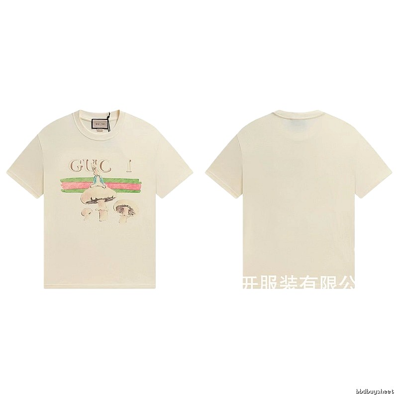 Gucci Co-branded Retro Style Off-white Printed T-Shirt