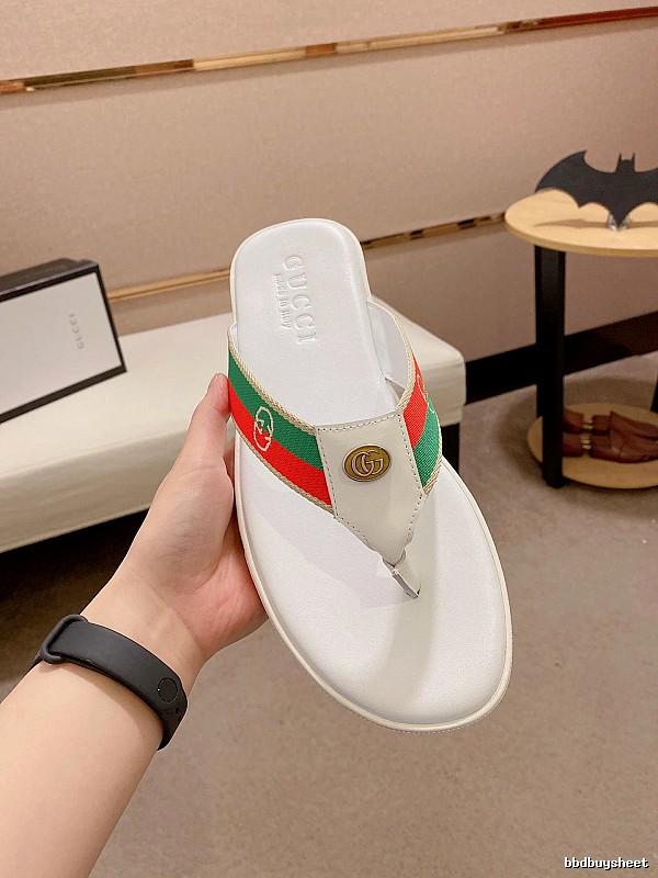 Gucci Double G Webbing Vintage Style White Flip-Flops