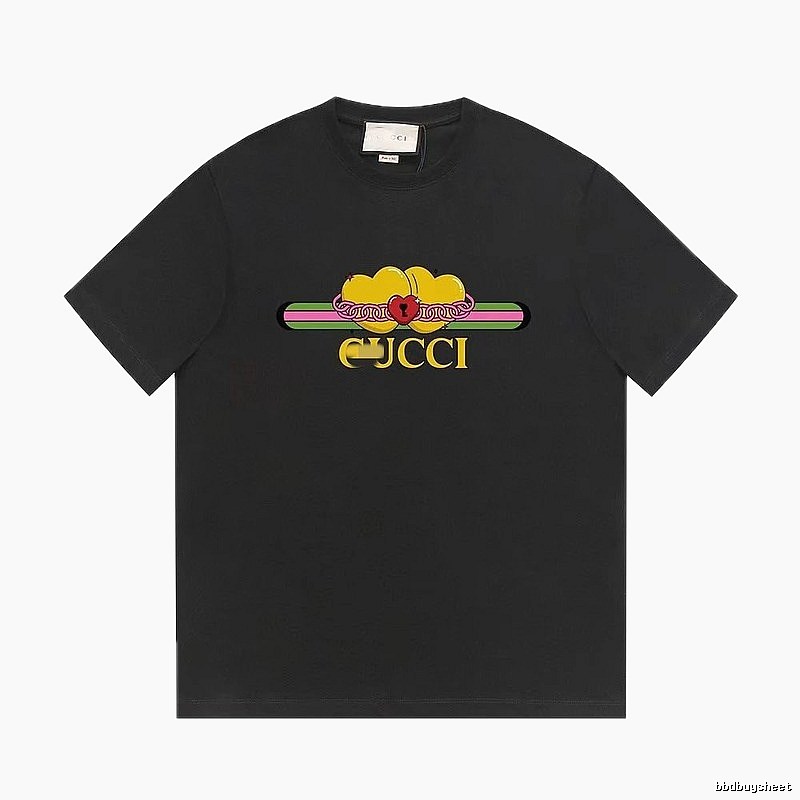Gucci Heart Print Trendy Black Short-sleeved T-shirt