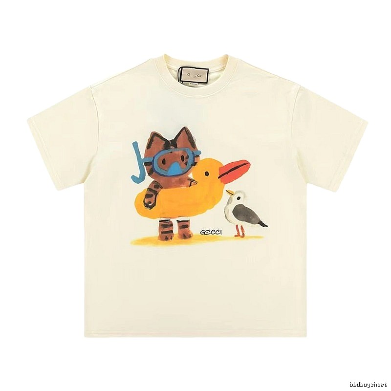 Gucci Off-white Playful Style Cartoon Print T-shirt