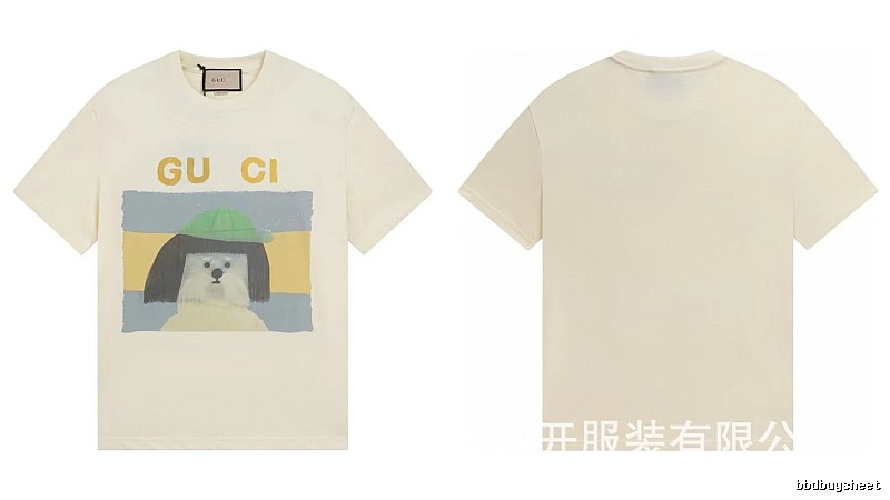 Gucci Puppy Print Casual Style Off-white T-shirt
