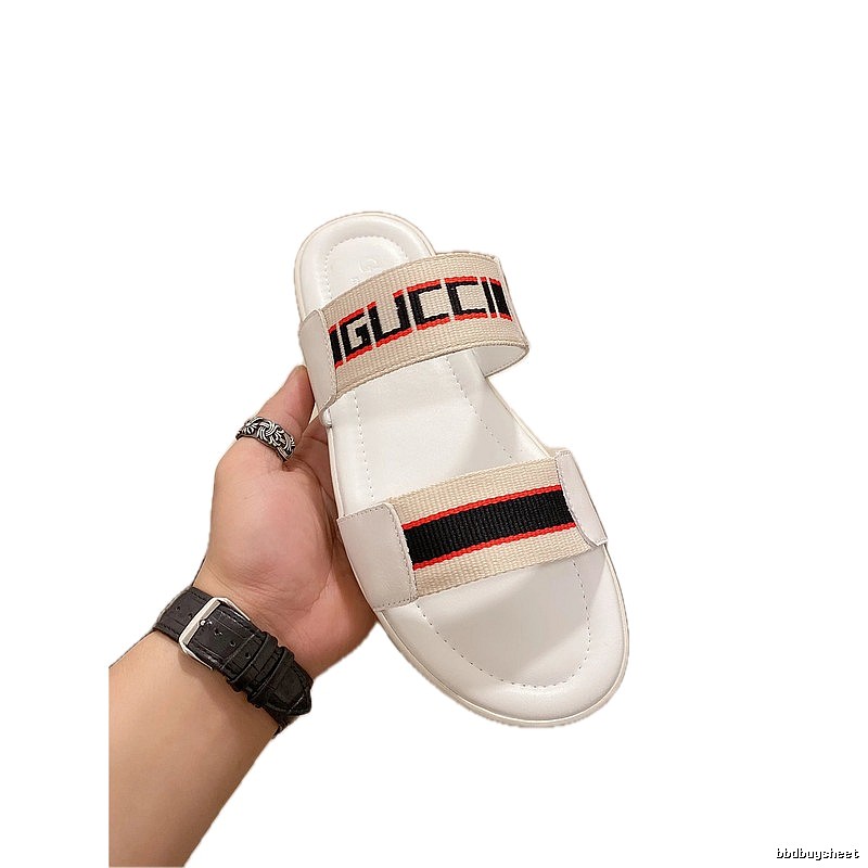 Gucci Webbing Casual-Style White Slides