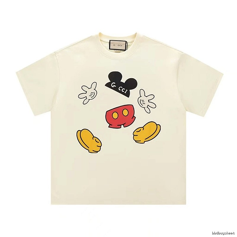 Gucci x Mickey Mouse Co-branded Fun Trendy Style Off-white T-shirt