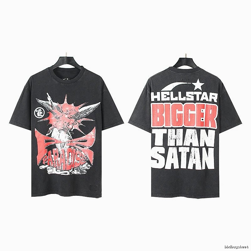Hellstar Distressed Street Style Black Short Sleeve T-Shirt