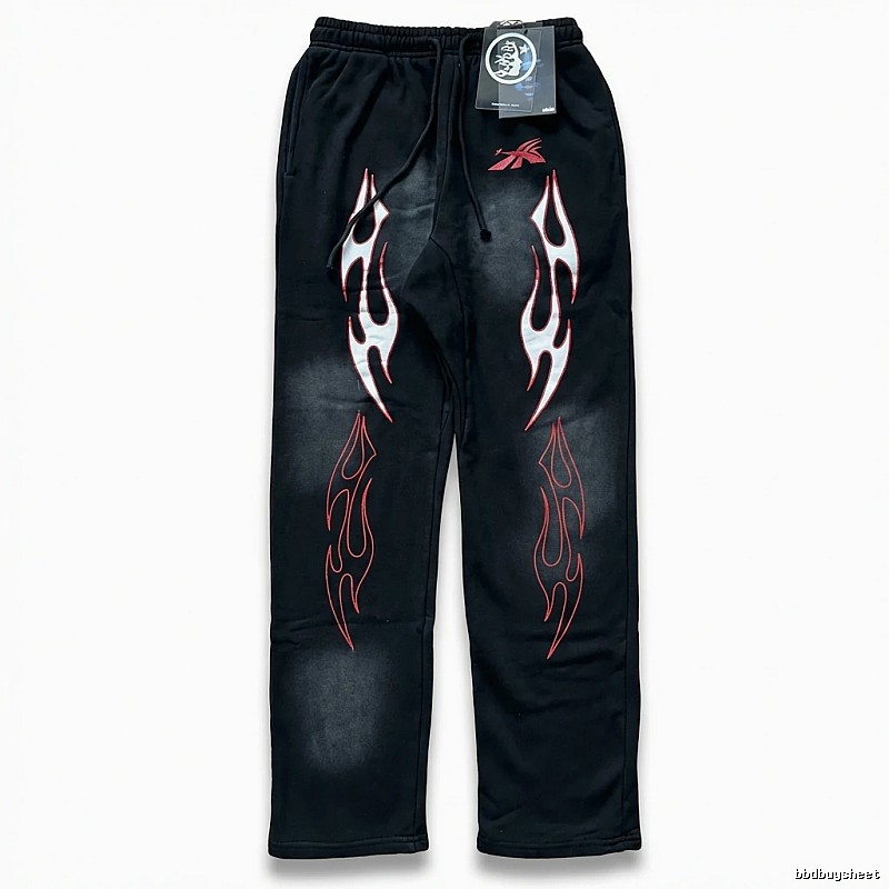 Hellstar Flame Wind Black Sweatpants