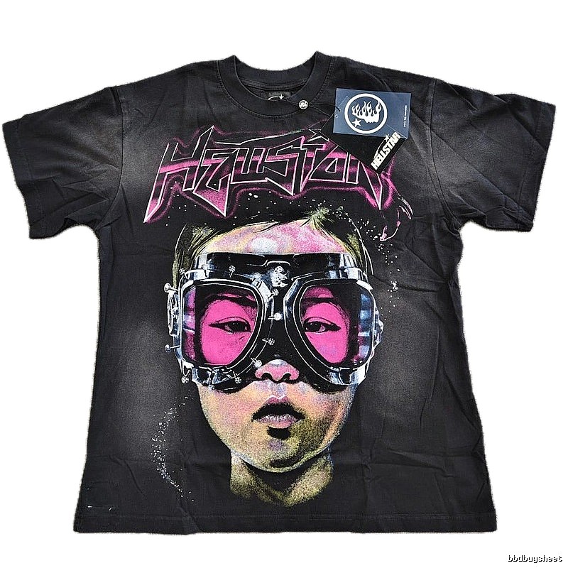 Hellstar Portrait Print Street Style Black T-Shirt