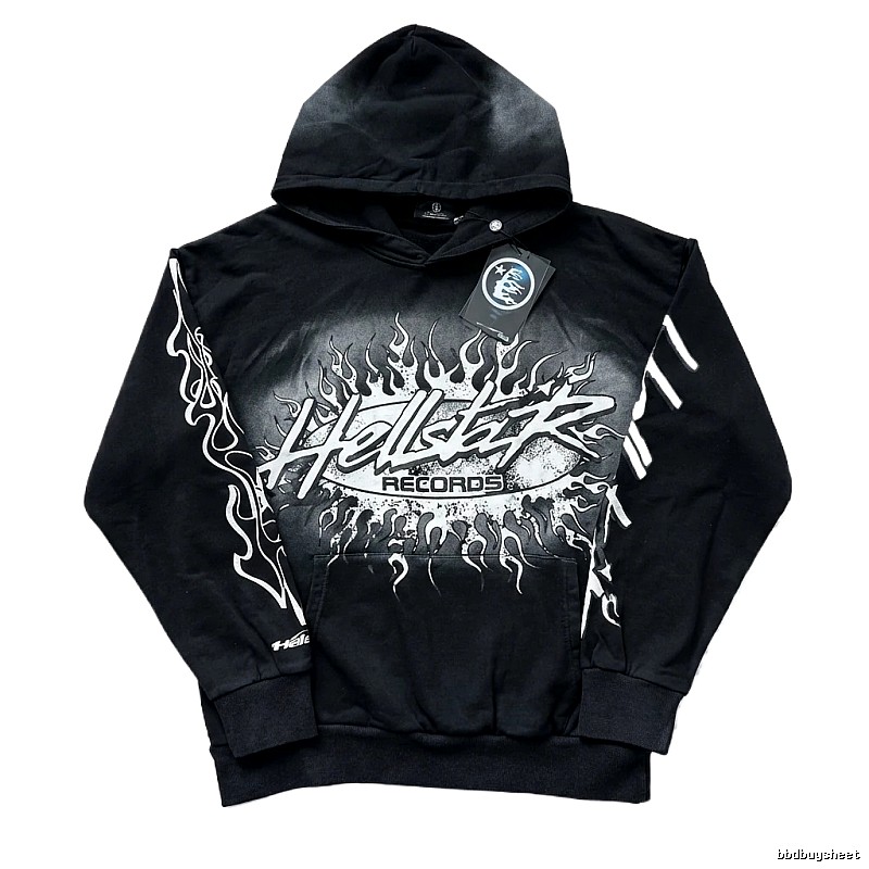 Hellstar Records Flame Wind Black Hoodie