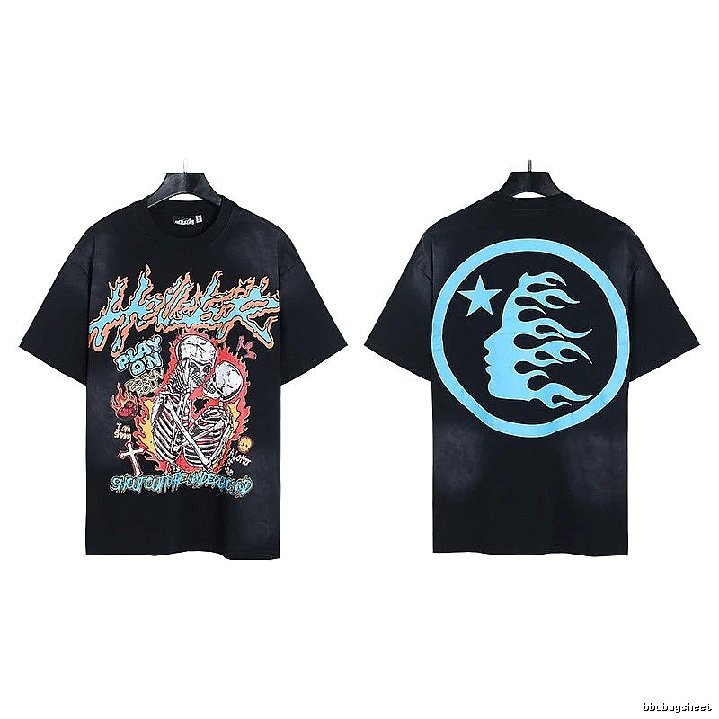 Hellstar Skull Print Street Style Black T-Shirt