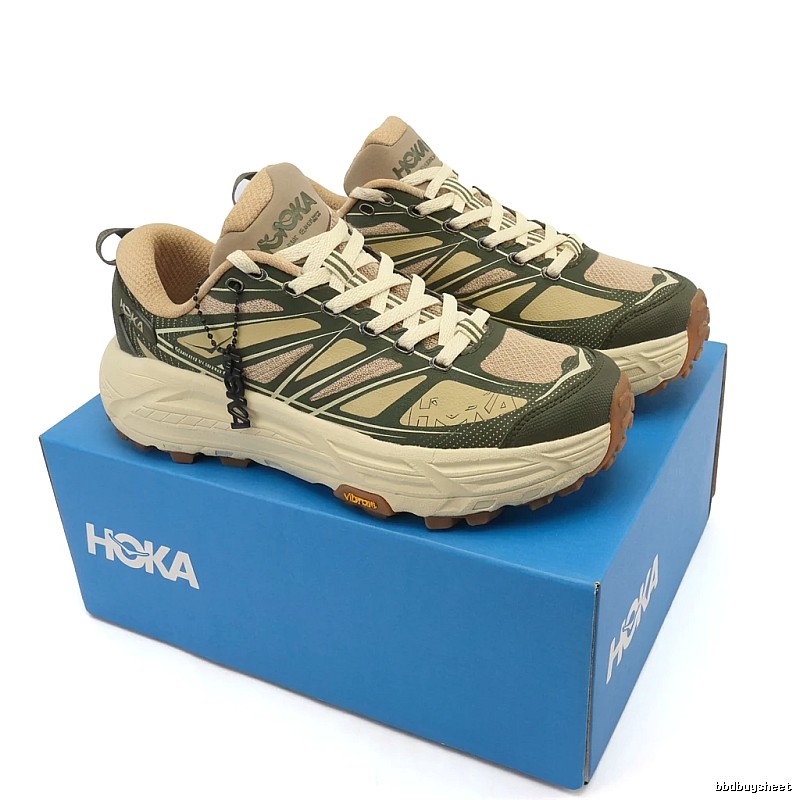 HOKA retro khaki sports shoes