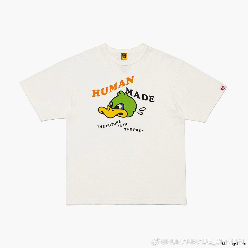 HUMAN MADE Green Duck Print Japanese Streetwear Off-white Short-sleeve T-shirt