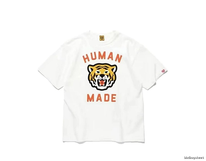 HUMAN MADE Tiger Head Vintage Japanese Style White Short-sleeve T-shirt
