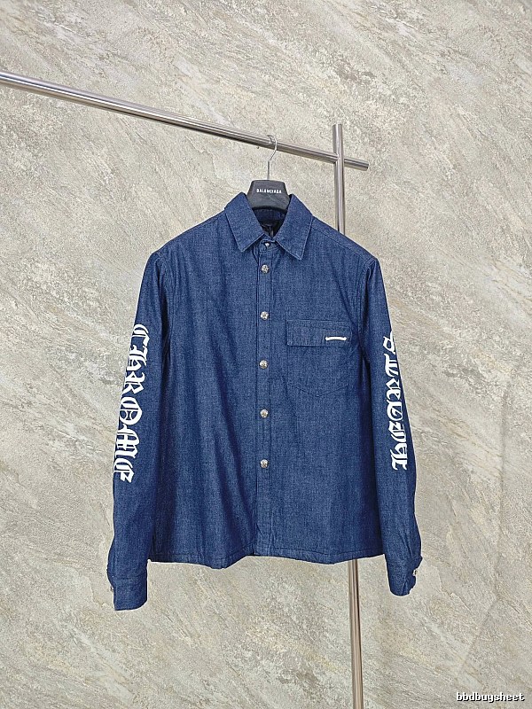 Indigo Blue Chrome Hearts Denim Overshirt - Resort Edit