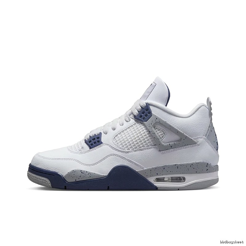 Jordan 4 trendy and cool style white and blue shoes