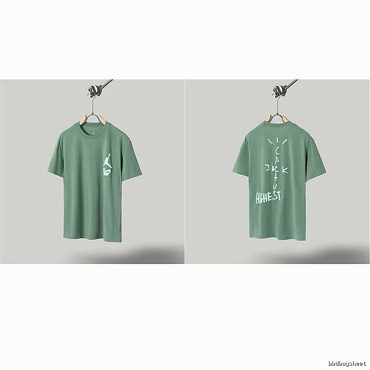 Jordan x Travis Scott Co-branded Street Style Pea Green T-Shirt