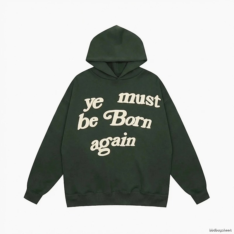 Kanye retro-style dark green hoodie