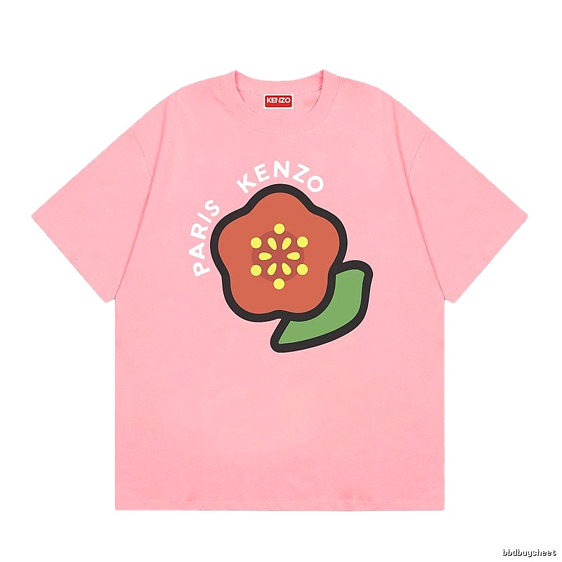 KENZO Crabapple Blossom Print Casual Pink Short Sleeve T-Shirt