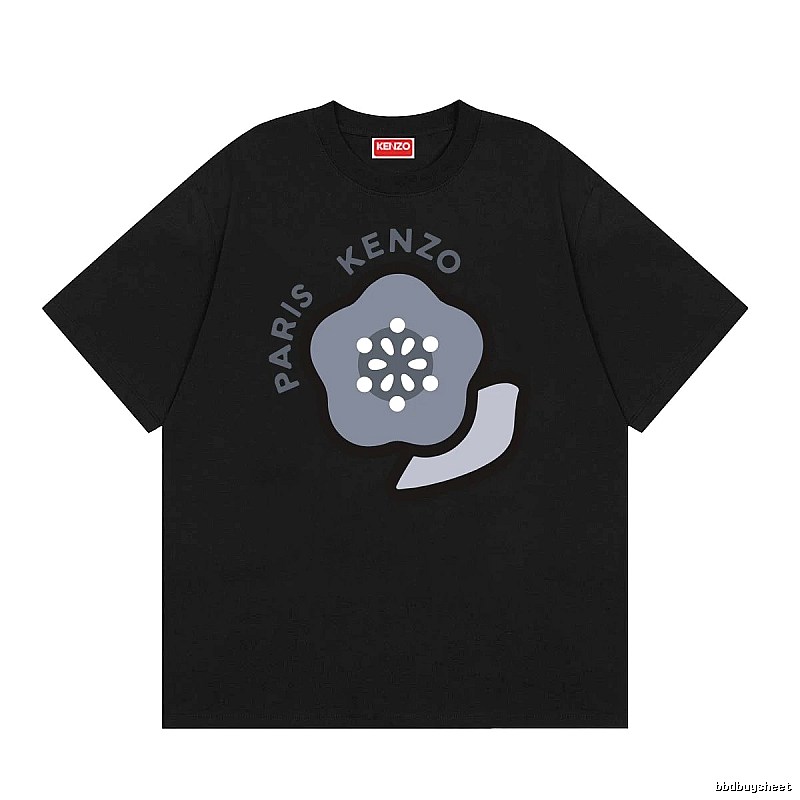 KENZO Paris Flower Casual Style Black T-Shirt