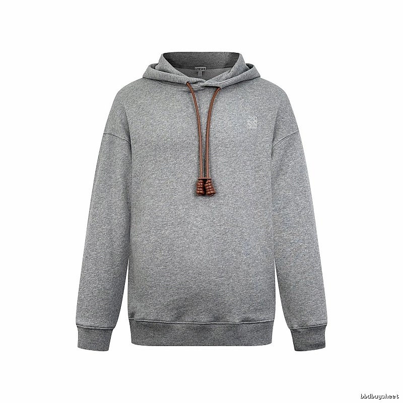 LOEWE Gray Hoodie with Drawcord Detail Hoodie for Travel Look