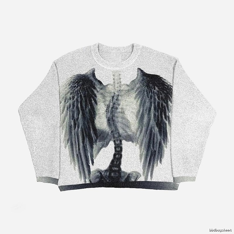 Logo Detail Anime graphic sweater Black Knit Top with Functional Detail
