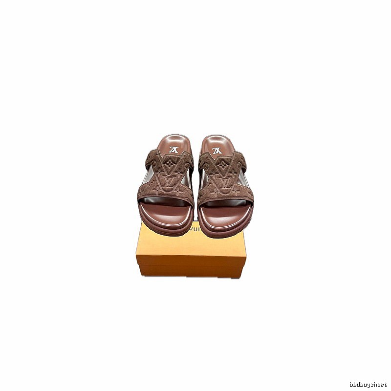 Louis Vuitton Classic Monogram Light Luxury Style Brown Slippers
