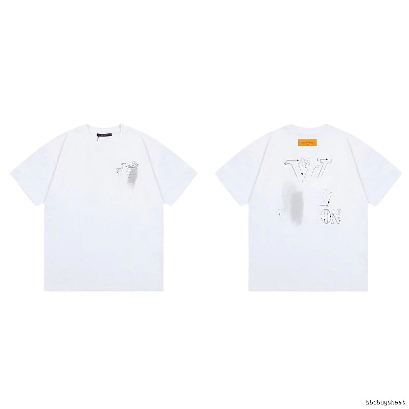 Louis Vuitton Trendy Line-drawing Style White Short-sleeve T-shirt