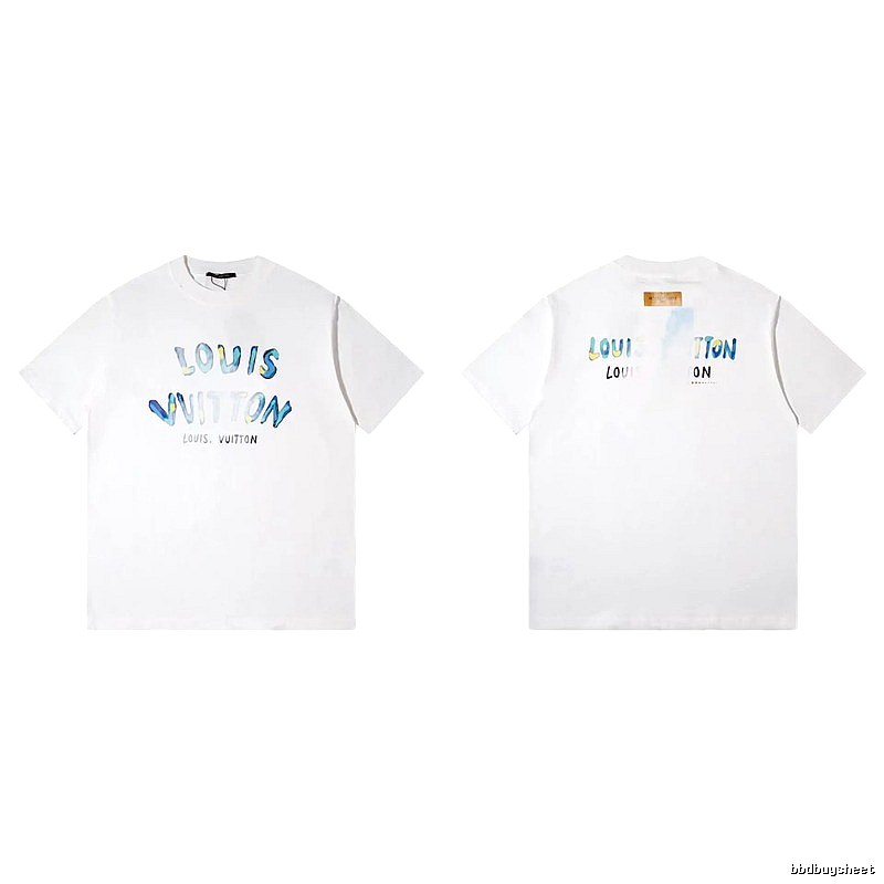 Louis Vuitton Watercolor Graffiti Style White T-Shirt