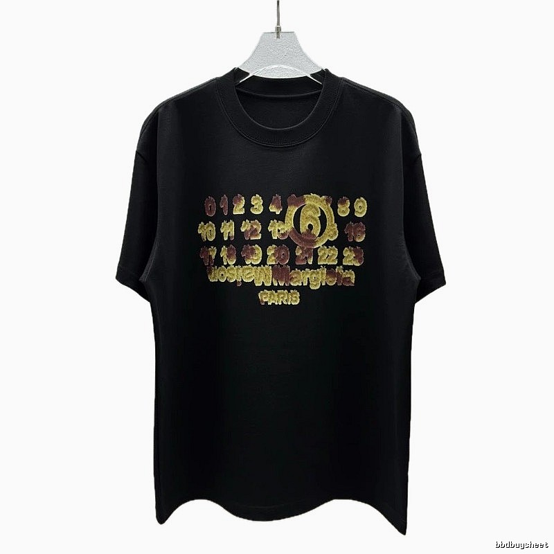 Maison Margiela Numbers Series Street Style Black T-Shirt
