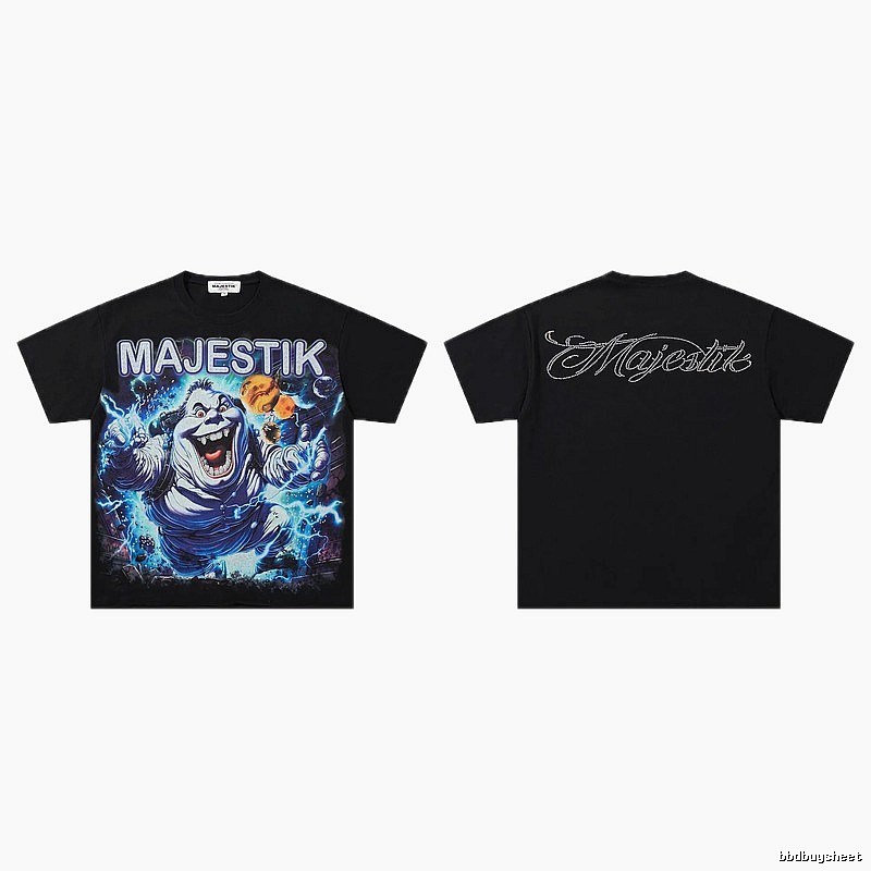 MAJESTIK Ghost Print Street Style Black T-Shirt
