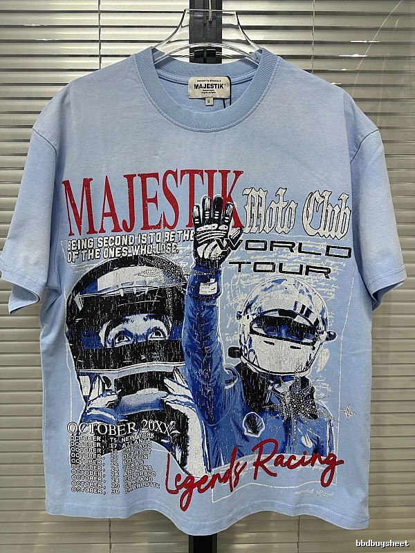 MAJESTIK Racing Vintage Style Light Blue T-Shirt
