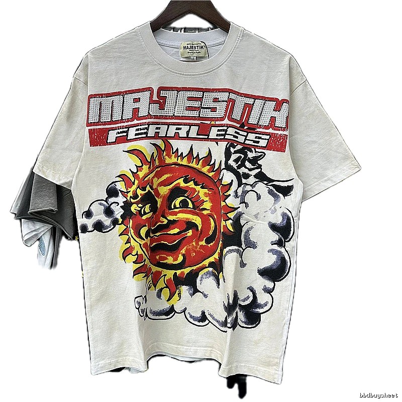 MAJESTIK Sun Print Vintage Style White T-Shirt