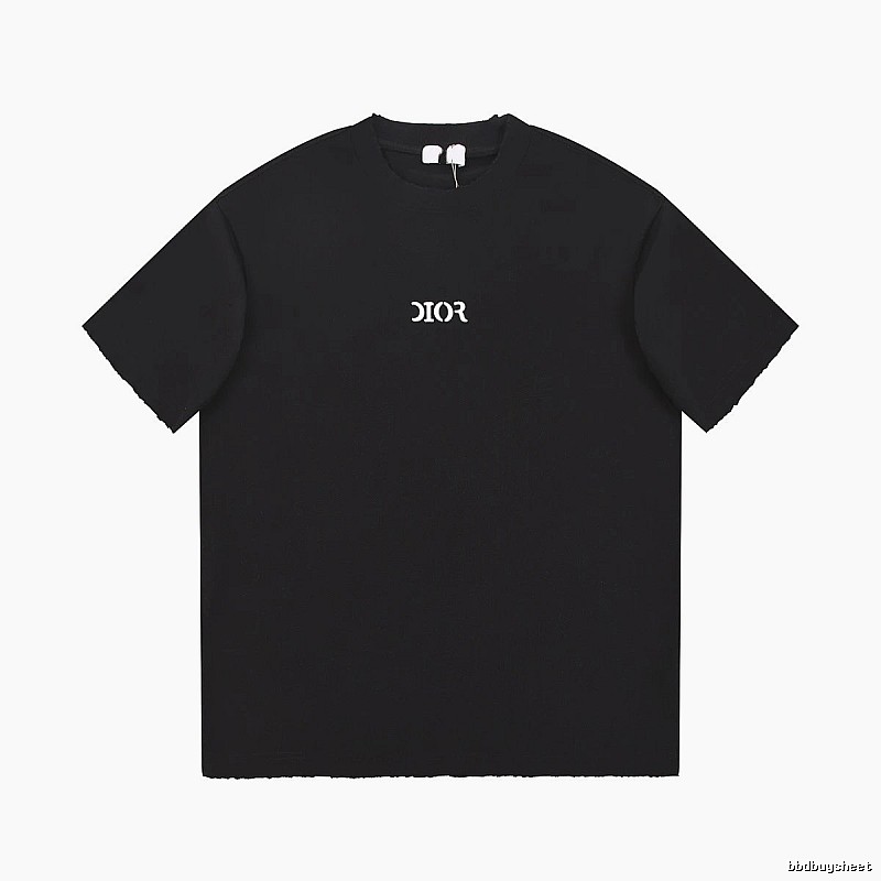 Minimalist Black Short-sleeve T-shirt with Dior Lettering