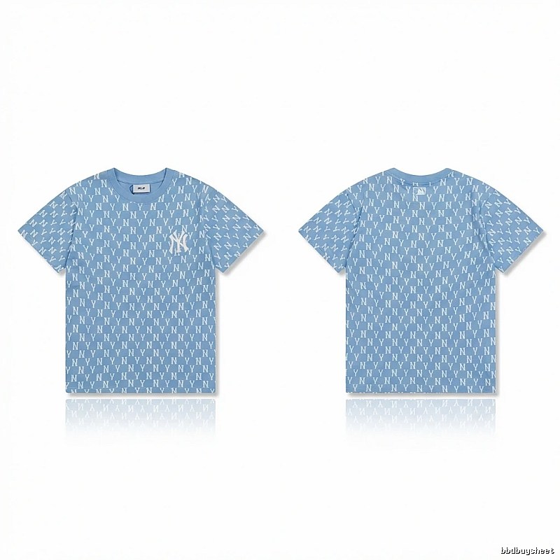 MLB full - print style light blue T - shirt