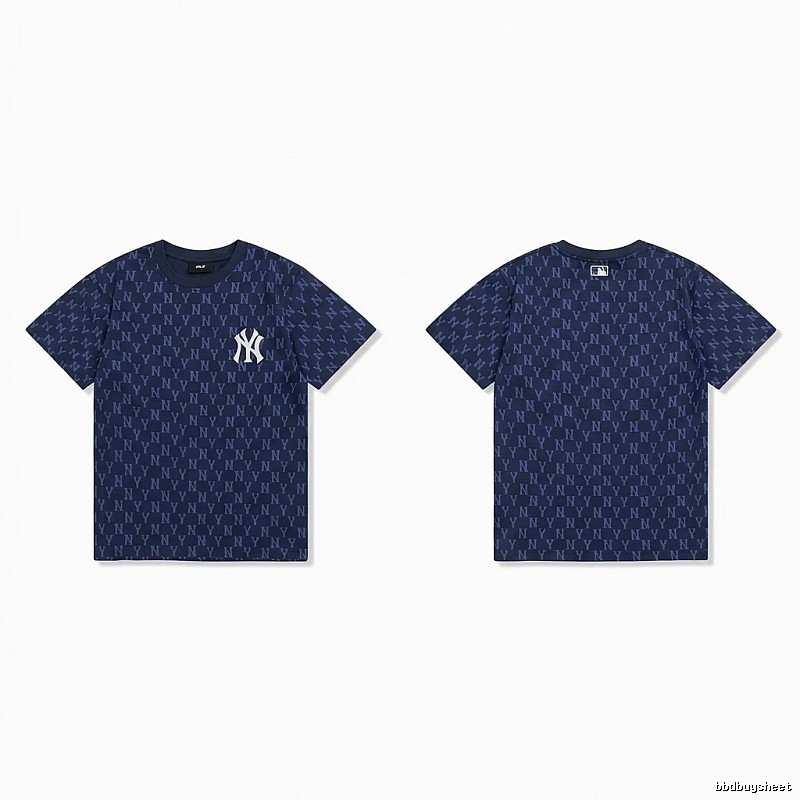 MLB full - print style navy blue T - shirt
