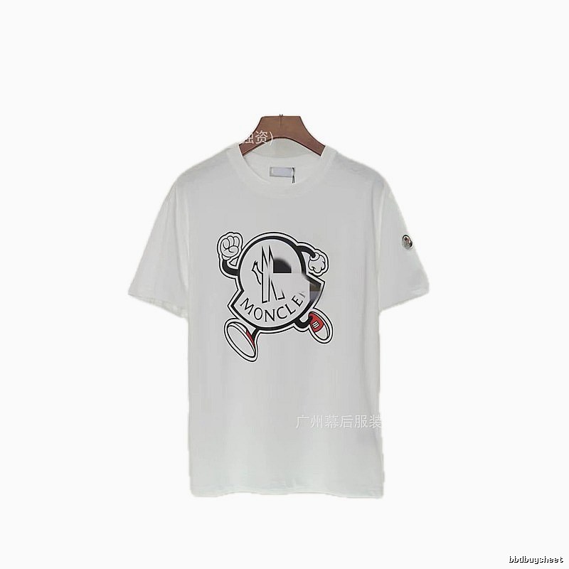 Moncler Cartoon Print Casual Style White T-Shirt
