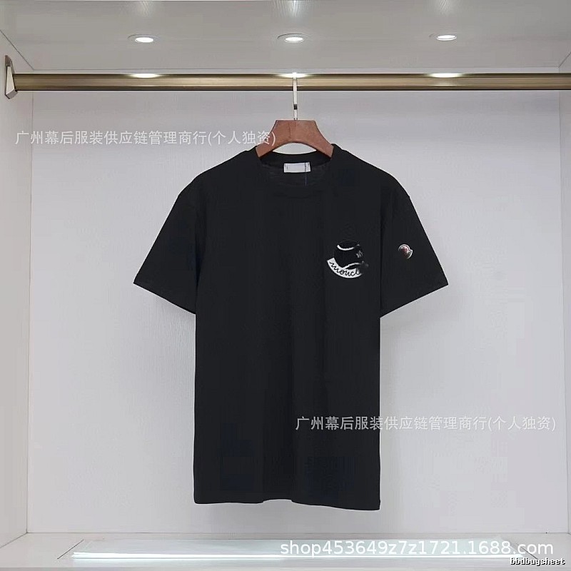 Moncler Embroidered Casual Black Short-sleeve T-shirt