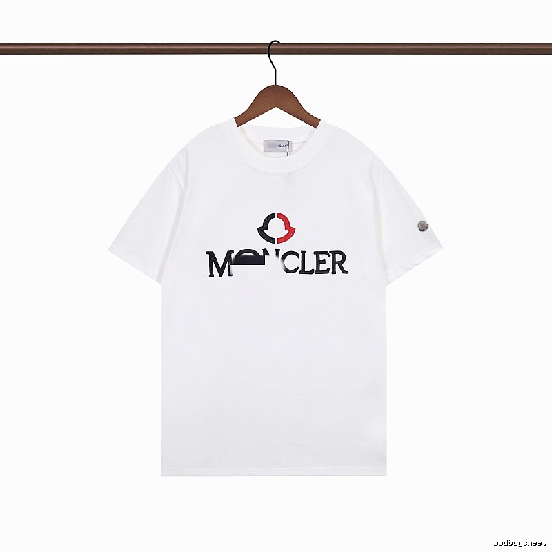 Moncler Embroidered Casual Style White T-Shirt