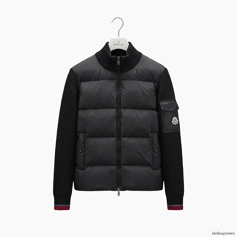 Moncler knitted and spliced black down jacket
