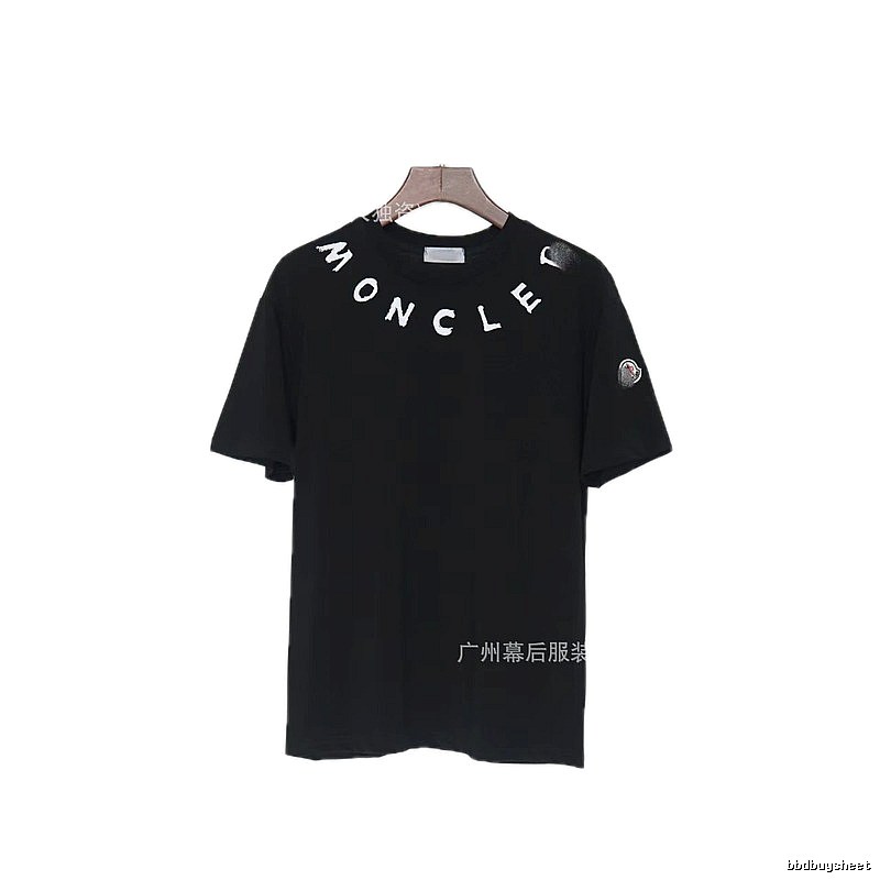Moncler Letter Print Casual Style Black T-Shirt