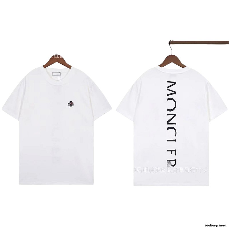 Moncler Letter Print Trendy Style White T-Shirt