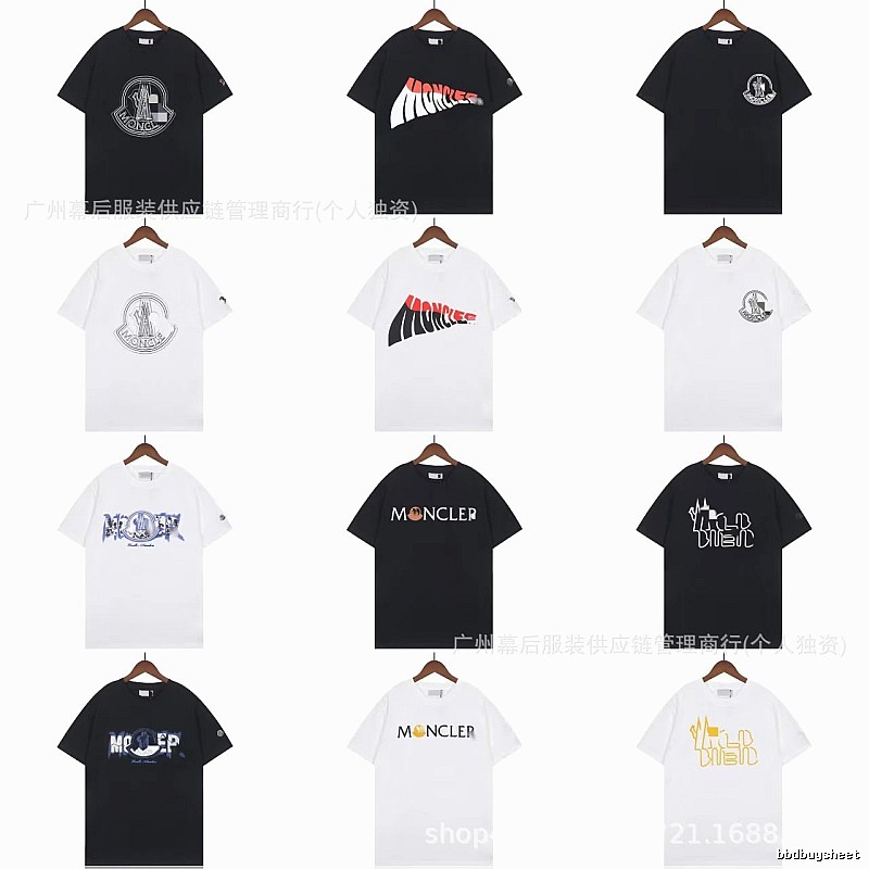 Moncler Logo Printed Trendy Black & White Short-Sleeve T-Shirt