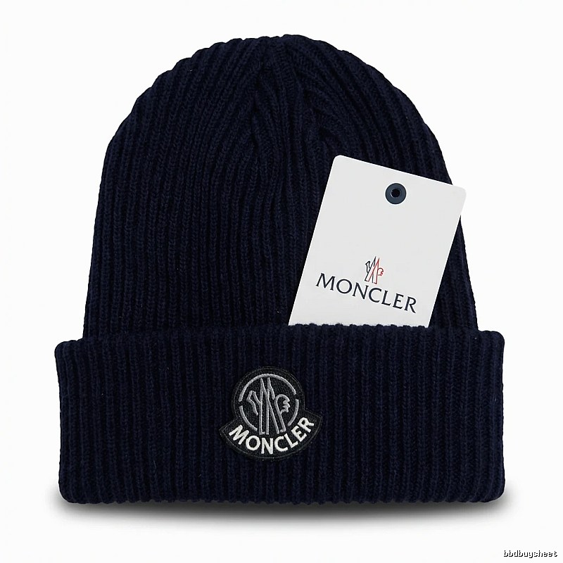 Moncler simple style navy blue knitted hat