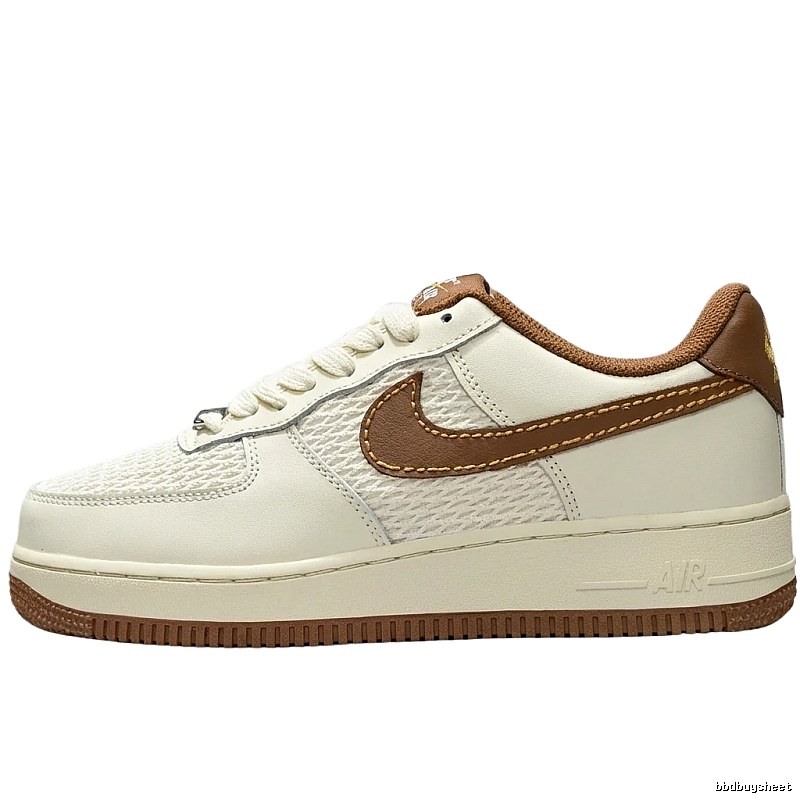 Nike Air Force 1 Retro Style White and Brown Shoes