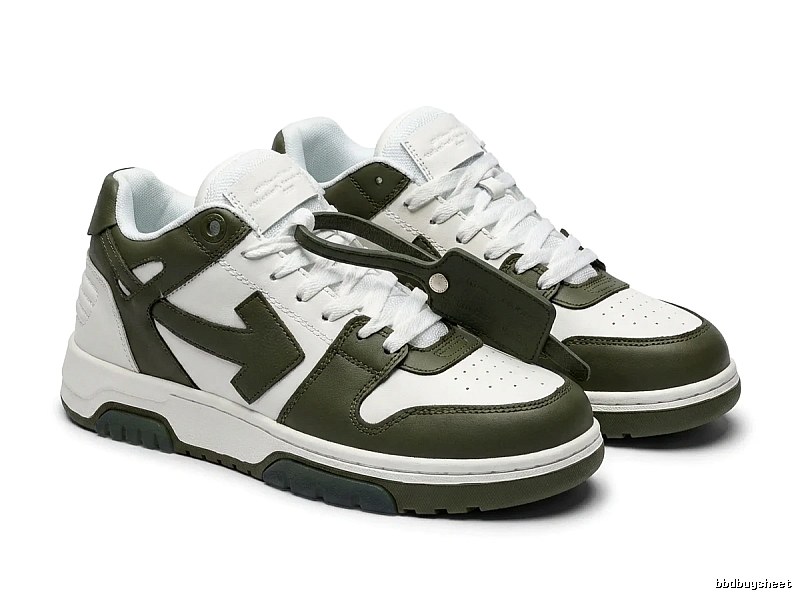 Off-White casual style white and green sports shoes