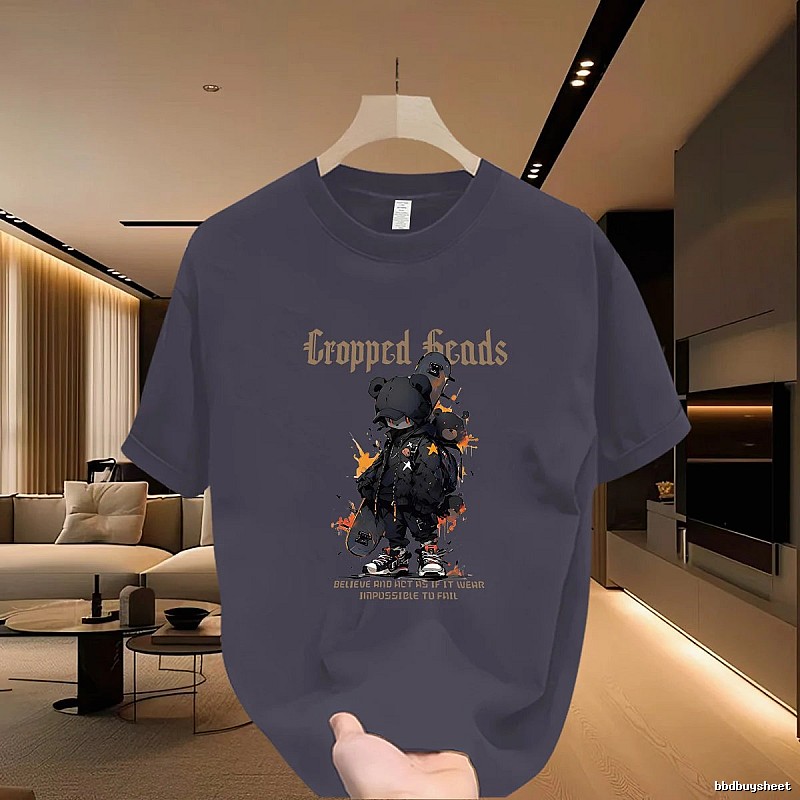 Original Streetwear Brand Skate Bear Street Style Charcoal Gray T-shirt