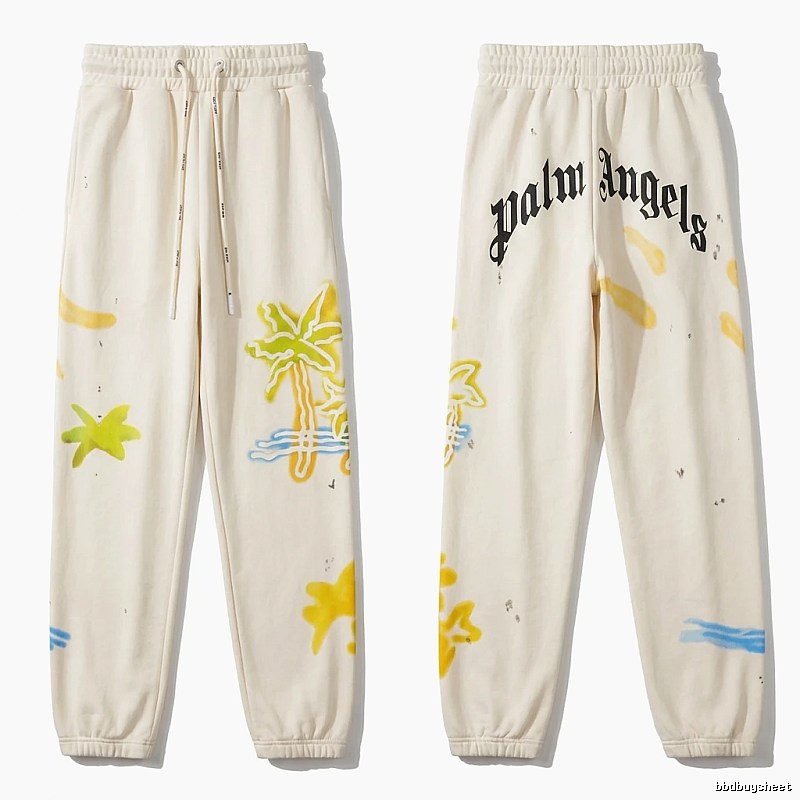 Palm Angels Graffiti Style White Sweatpants