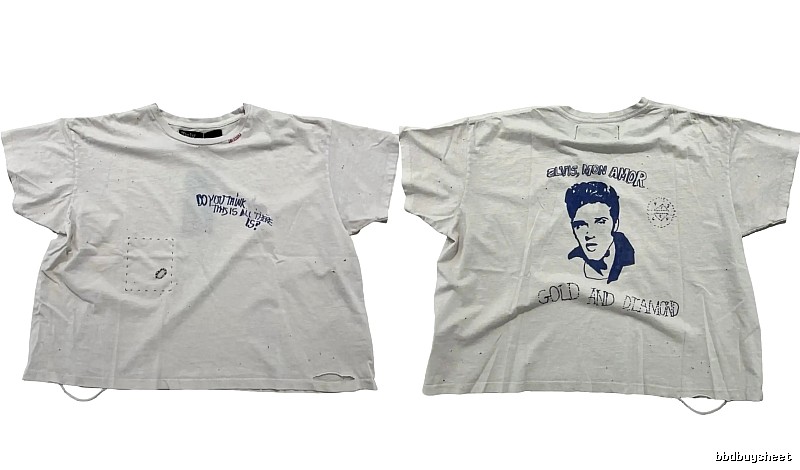 Paly Hollywood Elvis Vintage Distressed White T-Shirt