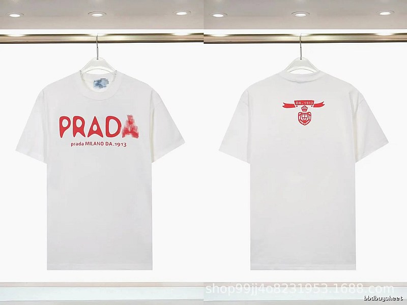 Prada Graffiti Collection Casual Style White Short-sleeve T-shirt
