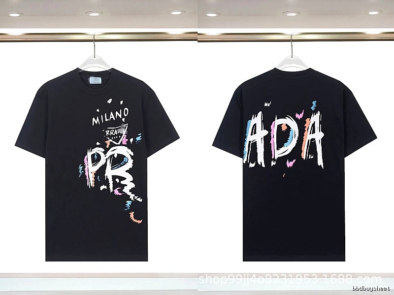Prada Graffiti Collection Street Style Black T-Shirt