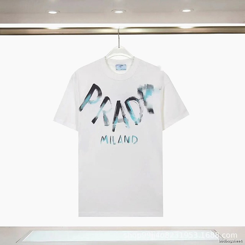 Prada Graffiti Street Style White Short-sleeve T-shirt